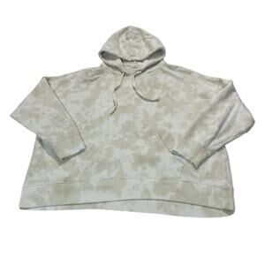 Aerie Tie Dye Drawstring Hoodie Pullover Sweatshirt Cozy Beige Neutral Size L